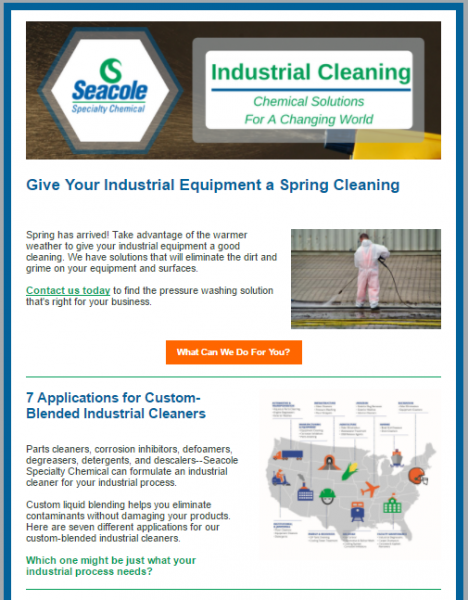 Seacole Industrial Cleaning Newsletter Screenshot
